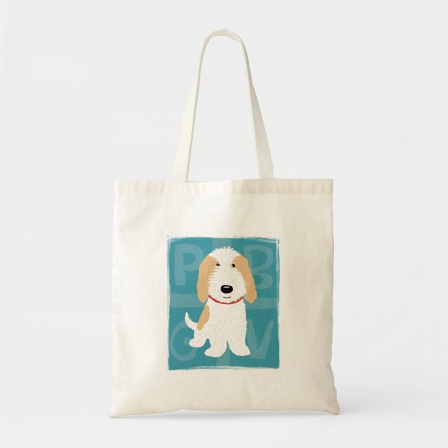 Bolso De Tela Marrón y Blanco PBGV (Frente)