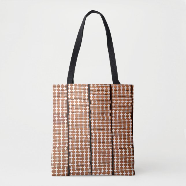 Bolso De Tela Marrón y Blanco Retro  (Anverso)