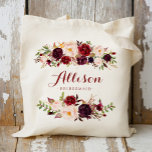 Bolso De Tela Marsala burgundy floral Bridesmaid Personalizada<br><div class="desc">Haga clic en "Personalizar esta plantilla" para que pueda realizar más personalizares. ¡Puede cambiar el tamaño del tipo de letra, el color del tipo de letra y más! Asegúrese de comprobar más de 1000 artículos a juego en nuestra tienda: bolsos de boda, bolsos de tote, boda, bolsos de tote florales,...</div>