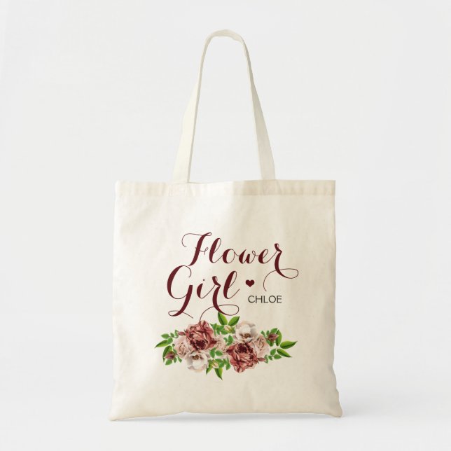 Bolso De Tela Marsala Red Flor Flower Girl (Frente)