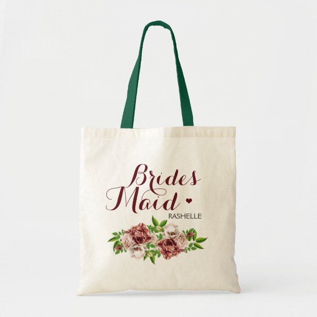 Bolso De Tela Marsala Red Floral Bridesmaid (Frente)