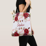 Bolso De Tela marsala romántica flores acuarelas dama de honor<br><div class="desc">bolsa personalizada con patrón de flores acuarelas</div>
