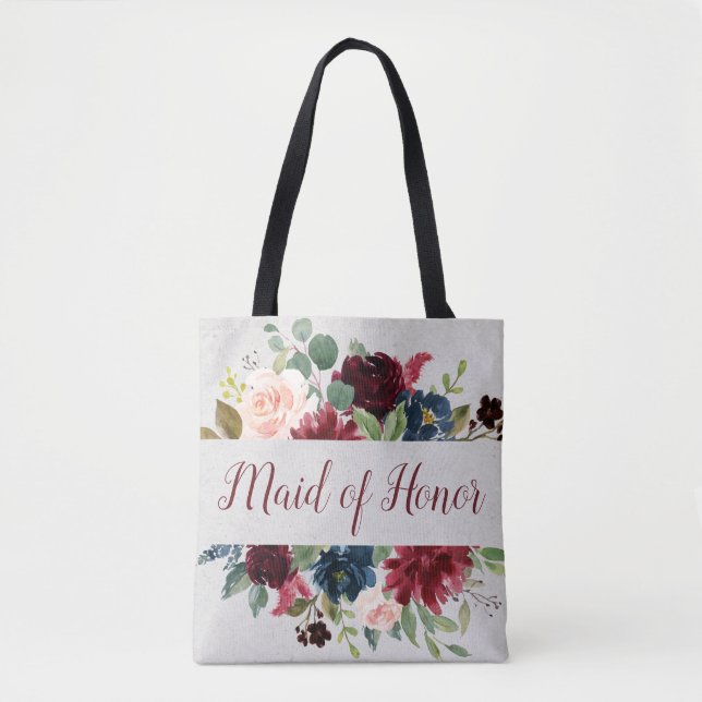 Bolso De Tela Marsala y Shabby floral de la Marina Chic Maid of  (Anverso)