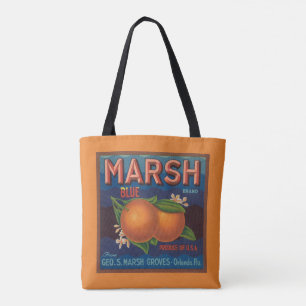 Bolso De Tela Marsh Brand Etiqueta de cítricos de época