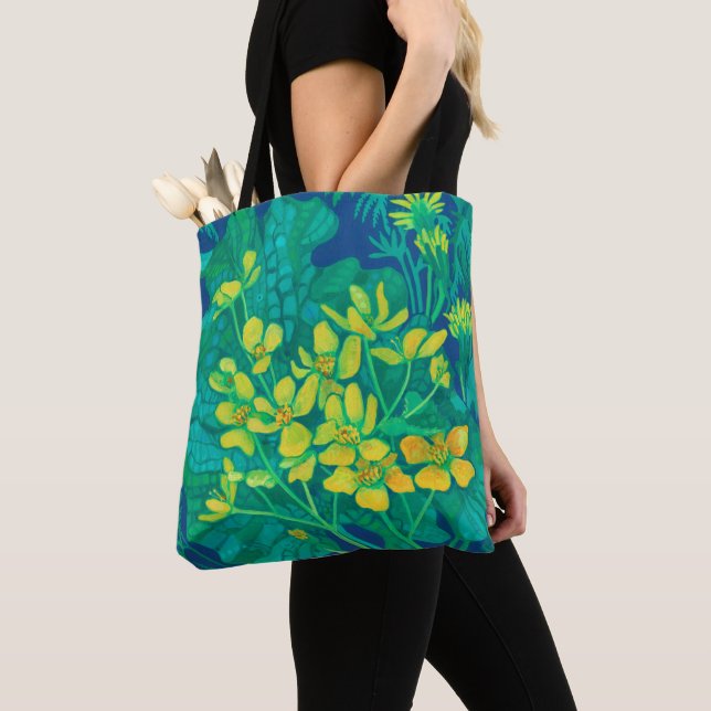 Bolso De Tela Marsh Marigold Summer Wildflowers Pintura Floral (Detalle)
