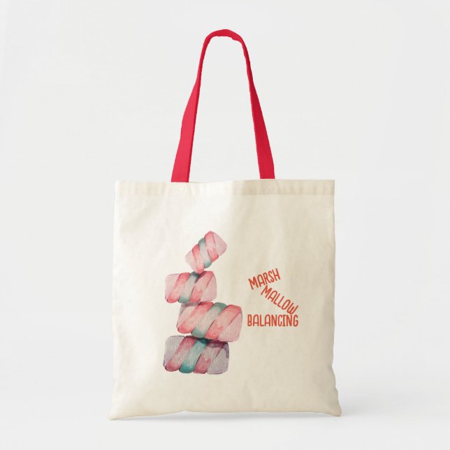 Bolso De Tela Marshmallow Balancing Candy Pun Tote Bag (Frente)