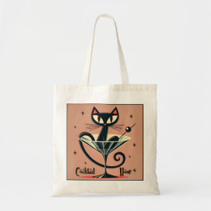 Bolso De Tela Martini de gato negro de la era espacial futurista