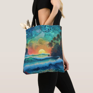 Bolso De Tela Más allá de la capa marina de Blues