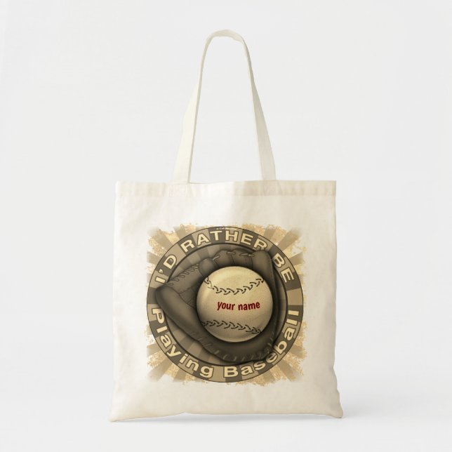 Bolso De Tela Más bien jugar al béisbol (Frente)