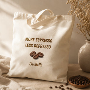 Bolso De Tela Más Espresso Menos Depresso Nombre Divertido de Ca