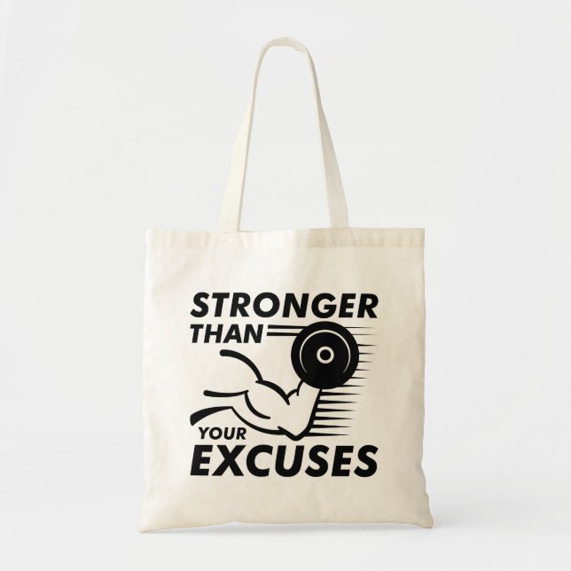 Bolso De Tela Más Fuerte Que Tus Excusas (Frente)