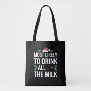 Bolso De Tela Más Probable De Beber Toda La Leche Navidad Matchi