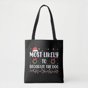 Bolso De Tela Más Probable Que Decore Al Perro Con La Navidad A