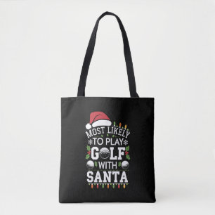 Bolso De Tela Más Probable Que Juegue Golf Con Santa Familia Xma
