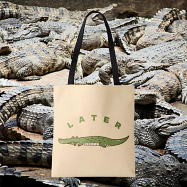Bolso De Tela Más tarde Alligator Tote Bag - Quirky Farewell Des (Subido por el creador)