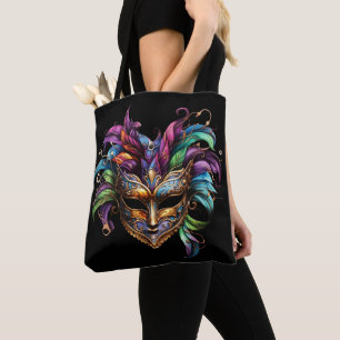 BOLSO DE TELA MÁSCARA DE GRAS MARDI LUMINOSA CON PALOS