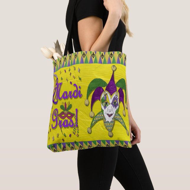 Bolso De Tela Máscara de Jester Mardi Gras Harlequin Fiesta Arte (Detalle)