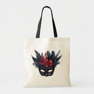 Bolso De Tela Máscara de plumas rojas negras de Borgoña