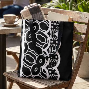Bolso De Tela Máscara Geométrica en Blanco y Negro Dibujada a Ma