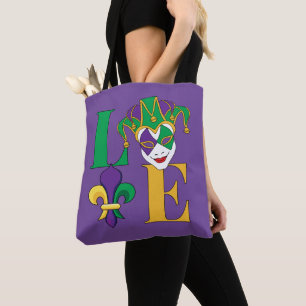Bolso De Tela Máscara Jester del Carnaval de Mardi Gras