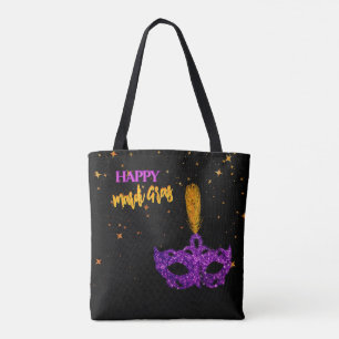 Bolso De Tela Máscara personalizada de violetas y naranjas brill