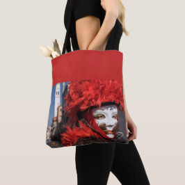 Bolso De Tela Máscara roja de carnaval en Venecia, Italia