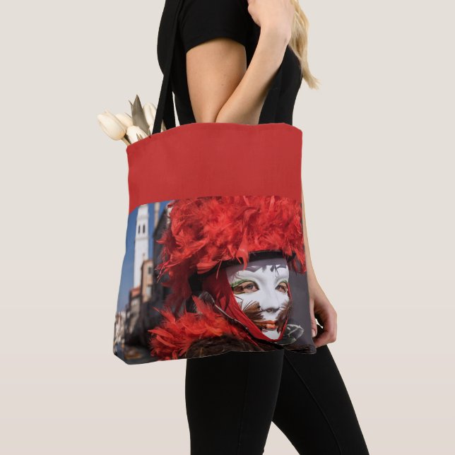 Bolso De Tela Máscara roja de carnaval en Venecia, Italia (Detalle)