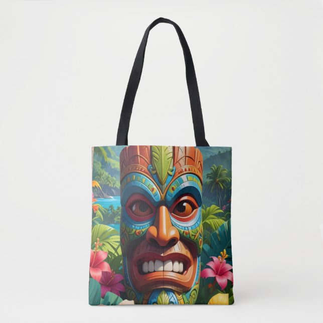 Bolso De Tela Máscara Tiki (Anverso)