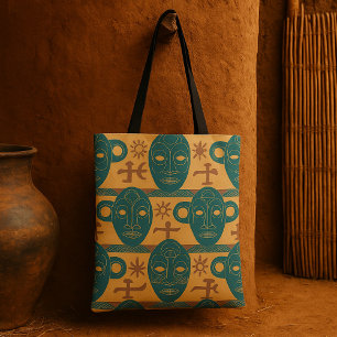 Bolso De Tela Máscara Tribal Patrón de Cara Étnica Africana