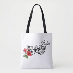 Bolso De Tela *~* Máscara veneciana de Venecia y Rosa Italia