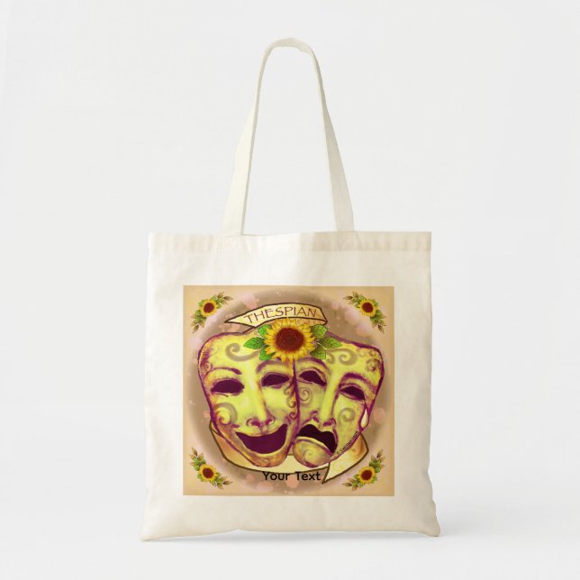 Bolso De Tela Máscaras de actor amarillas (Frente)