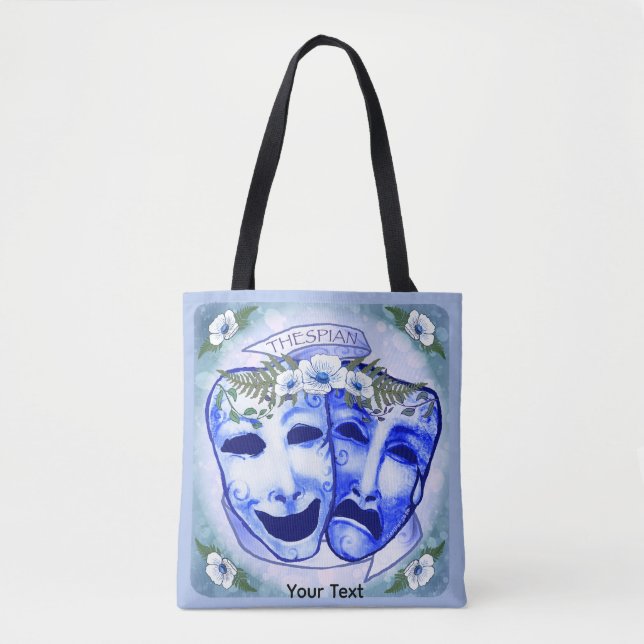 Bolso De Tela Máscaras de actor azules (Anverso)
