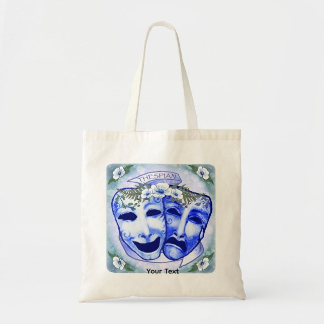 Bolso De Tela Máscaras de actor azules (Frente)