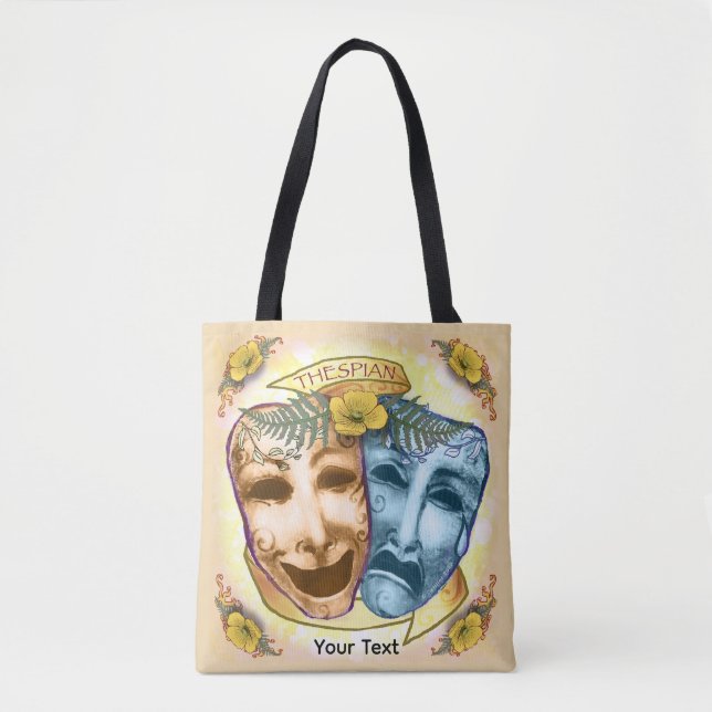 Bolso De Tela Máscaras de actor de naranja azul (Anverso)