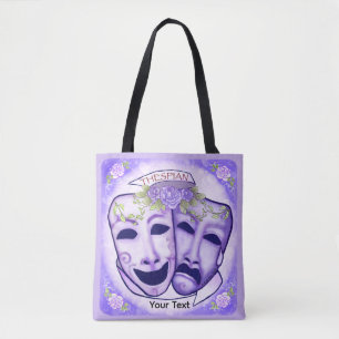 Bolso De Tela Máscaras de Actor Moradas