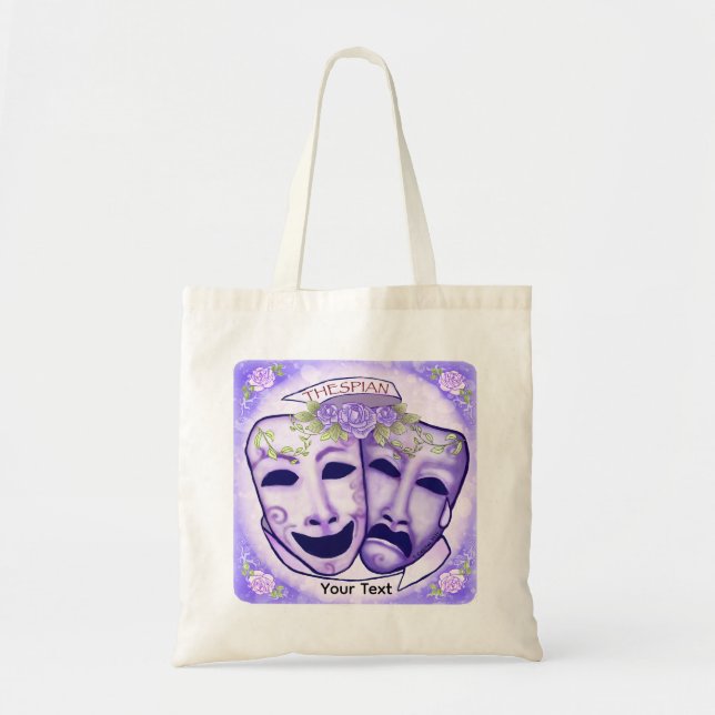 Bolso De Tela Máscaras de Actor Moradas (Frente)