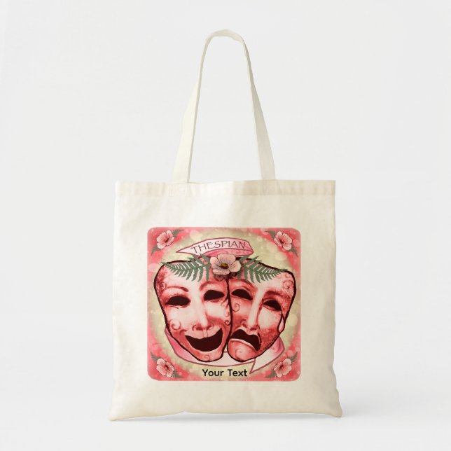 Bolso De Tela Máscaras de Actor Rojas (Frente)