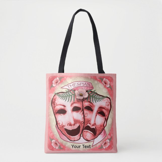 Bolso De Tela Máscaras de Actor Rojas (Anverso)