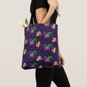BOLSO DE TELA MÁSCARAS DE GRAS DE ORO VERDE PURPLE