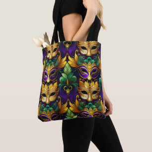 BOLSO DE TELA MÁSCARAS DE GRAS DE PURPLE GOLD GREEN MARDI GRAS