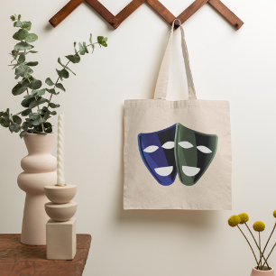 Bolso De Tela Máscaras De Teatro Azul Y Verde