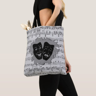 Bolso De Tela Máscaras de teatro y música plateada
