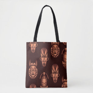 Bolso De Tela Mascarillas étnicas africanas, fondo oscuro