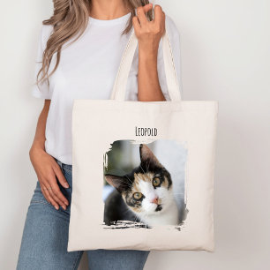Bolso De Tela Mascota de gato fotográfico con nombre