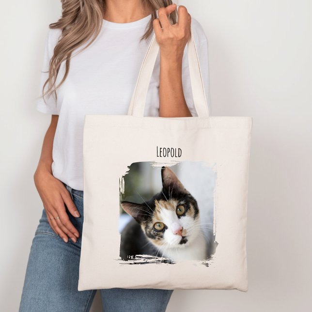 Bolso De Tela Mascota de gato fotográfico con nombre (Subido por el creador)