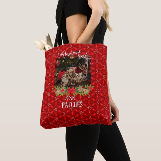 Bolso De Tela Mascota de Poinsettias Rojas Foto mejores Navidade (Detalle)