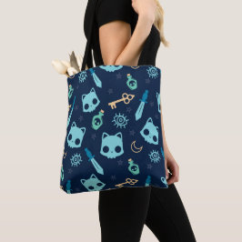 Bolso De Tela Mascota del patrón de cráneo azul oscuro oscuro az