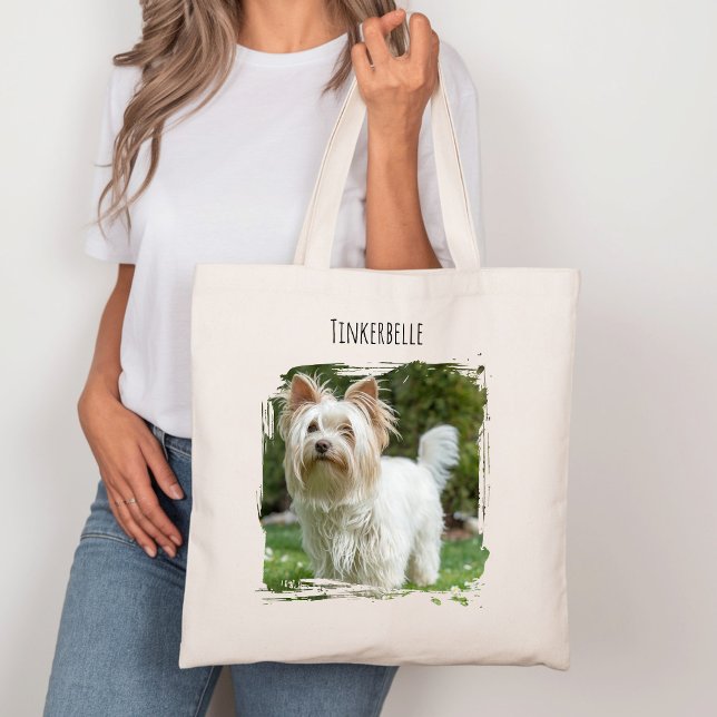 Bolso De Tela Mascota del perro fotográfico con nombre (Subido por el creador)
