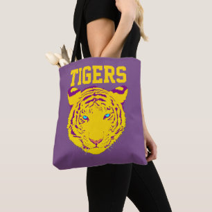 Bolso De Tela Mascota Deportiva Equipo Tigre Amarillo Púrpura