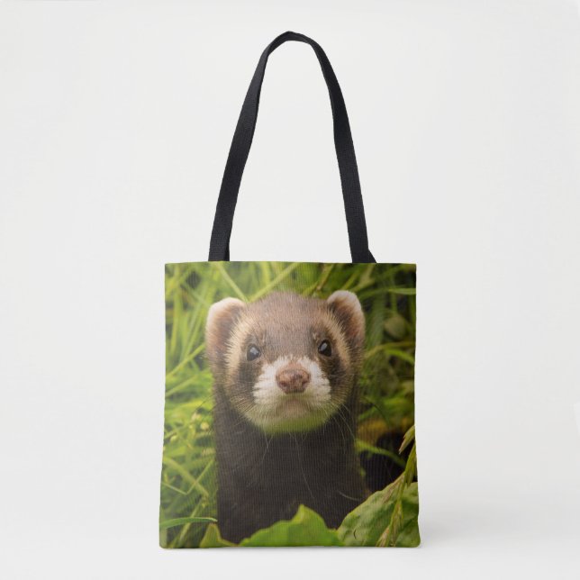 Bolso De Tela Mascota Ferret en la hierba (Anverso)